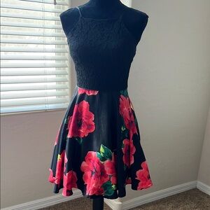 Floral Black and Pink Sleeveless Dress